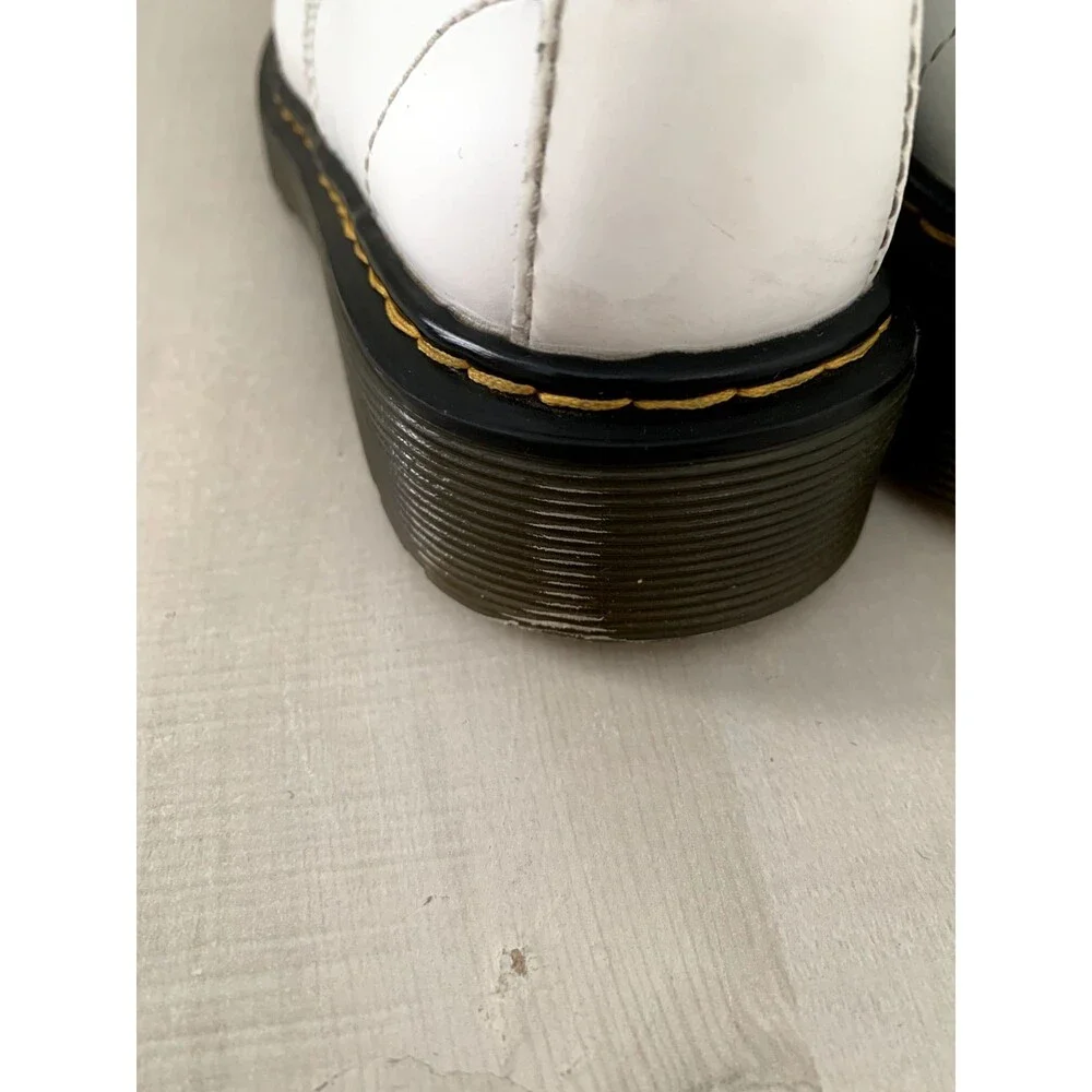Dr. Martens White and Black Kids Lace-Up Leather Boots